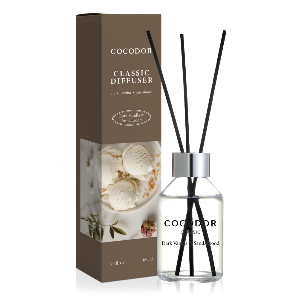 COCODOR Classic Dark Vanilla&Sandalwood Reed Diffuser for Home Bedroom Bathroom Home Décor
COCODOR Classic Dark Vanill