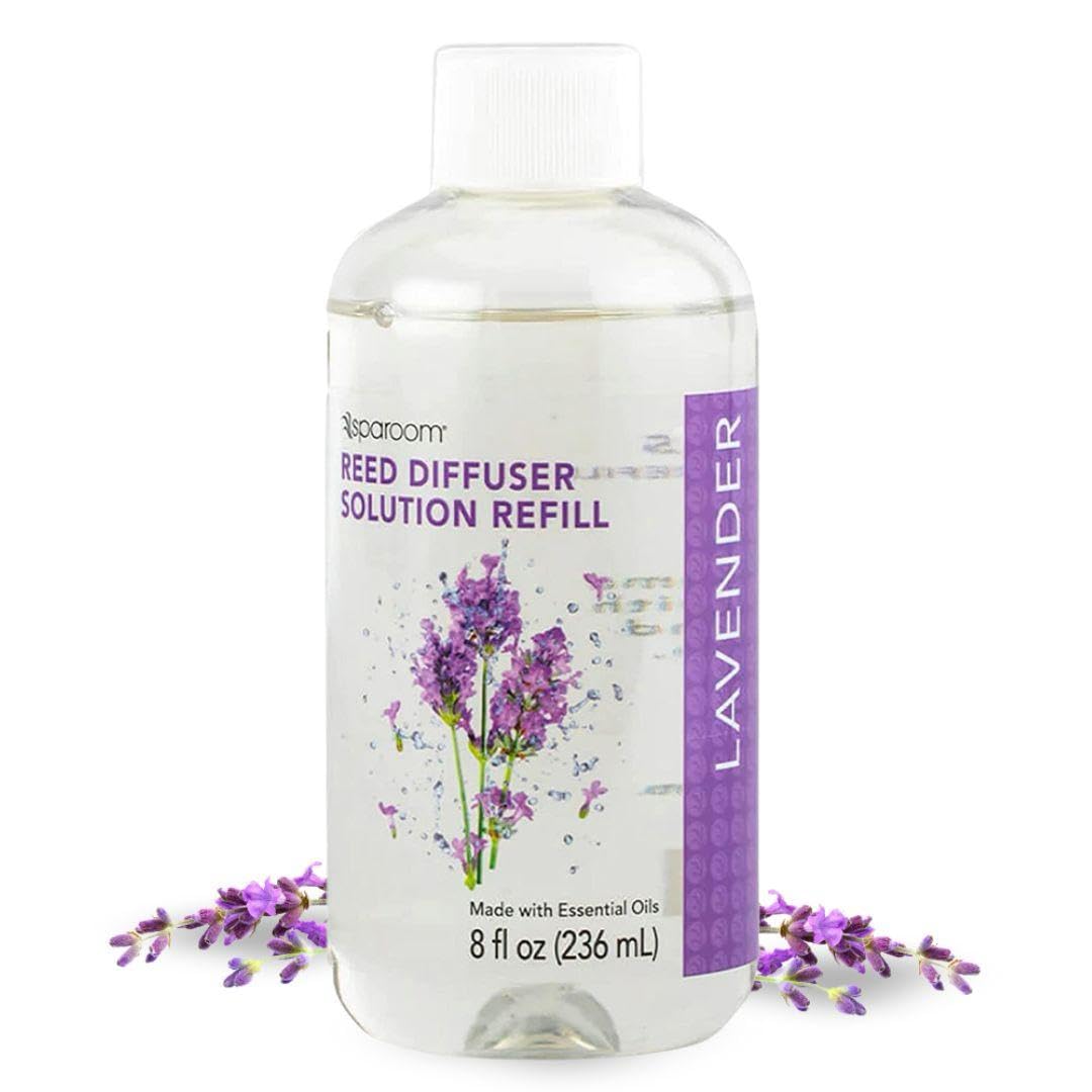 Lavender Scented SpaRoom Reed Diffuser Oil Refill, 8oz Bottles for Calming Home Fragrance, Ideal for Bedroom, Bathroom,