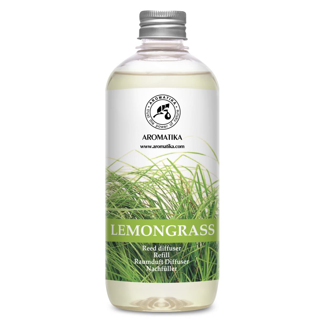 Lemongrass Reed Diffuser Refill - Natural Essential Lemongrass Oil 17 Fl Oz - Fresh & Long Lasting Fragrance - Home & Of