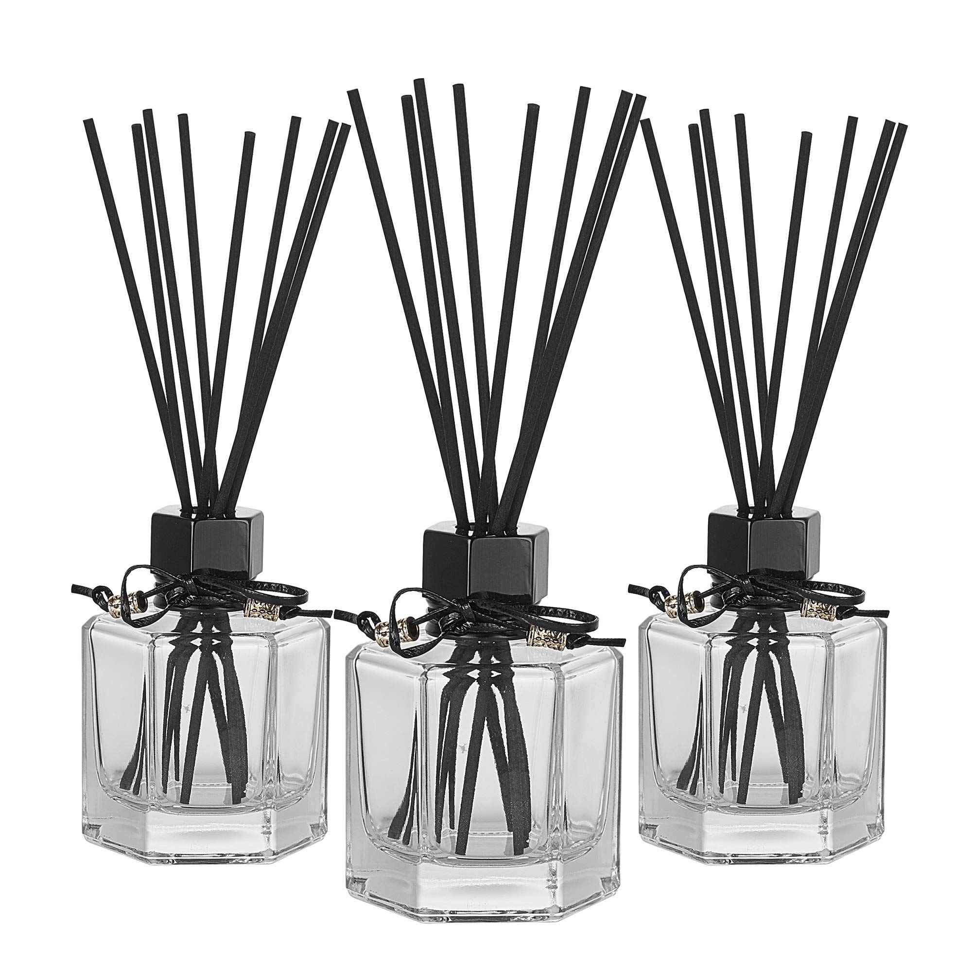 Whole HOUSEWARES | Aromatherapy Diffuser Set of 3 4oz Refillable Glass Bottles | Perfect for Home Use with Leather Cord